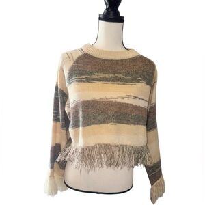 BLUE B BY Buckle crop fringe bell sleeve sweater women’s size small